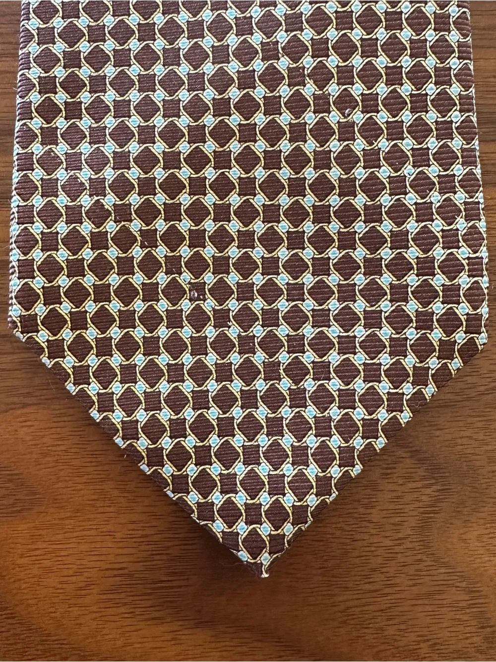 Luigi Borrelli Brown Geometric Silk Tie